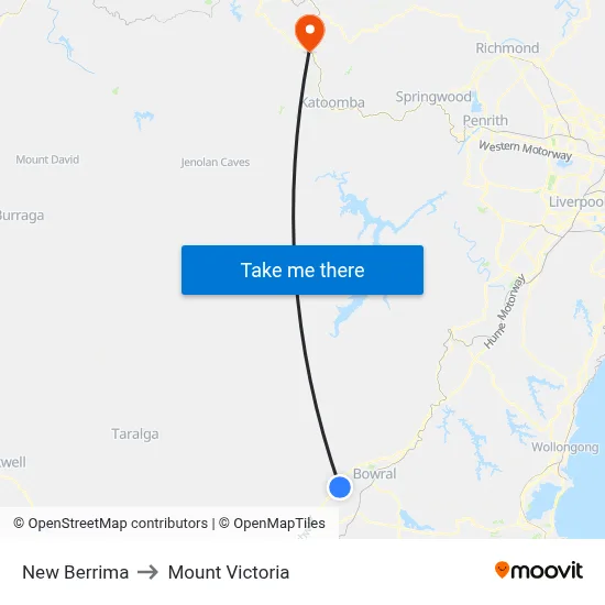 New Berrima to Mount Victoria map