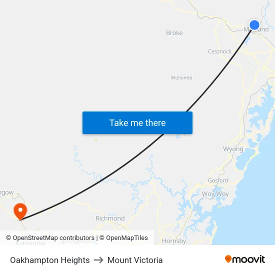 Oakhampton Heights to Mount Victoria map