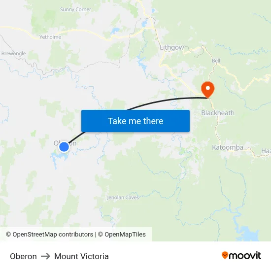 Oberon to Mount Victoria map