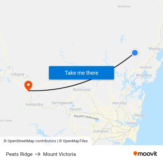 Peats Ridge to Mount Victoria map
