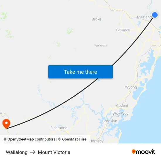 Wallalong to Mount Victoria map