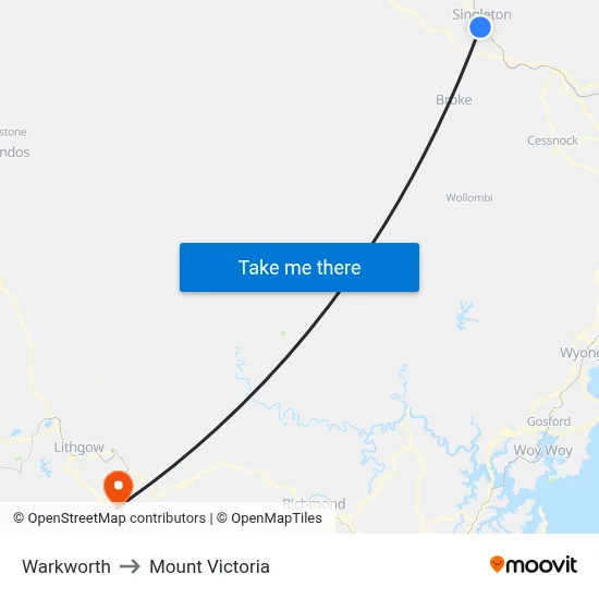 Warkworth to Mount Victoria map