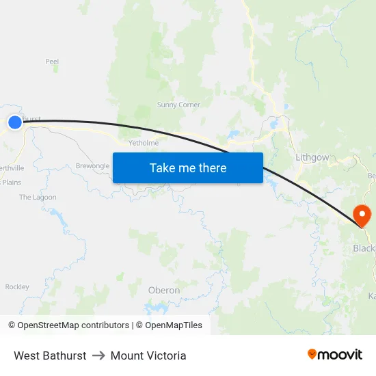 West Bathurst to Mount Victoria map