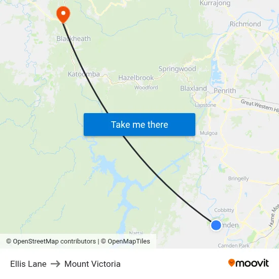 Ellis Lane to Mount Victoria map