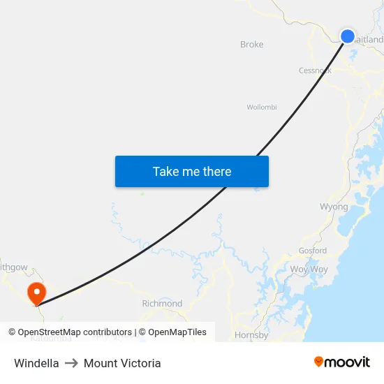 Windella to Mount Victoria map