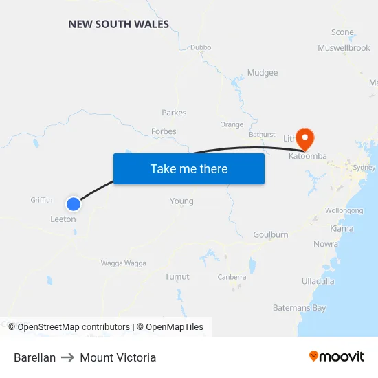 Barellan to Mount Victoria map