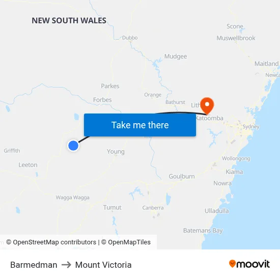Barmedman to Mount Victoria map
