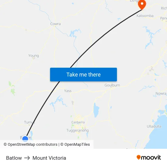 Batlow to Mount Victoria map