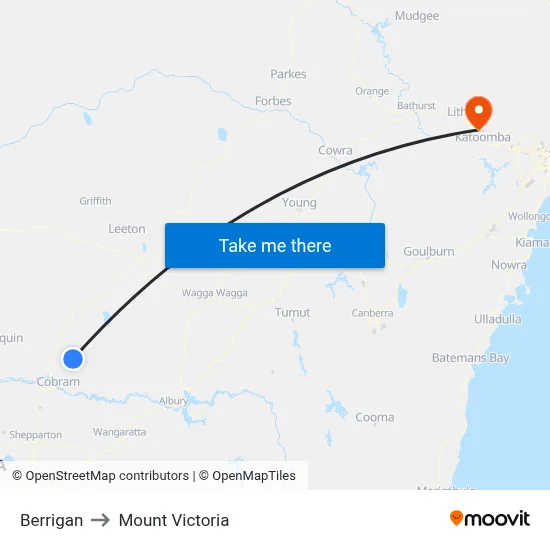 Berrigan to Mount Victoria map