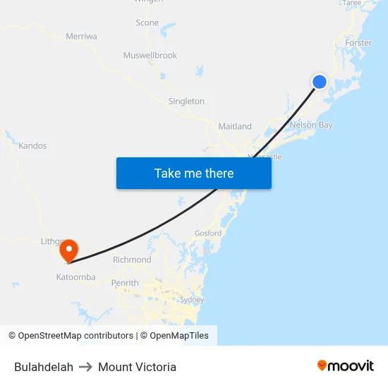 Bulahdelah to Mount Victoria map