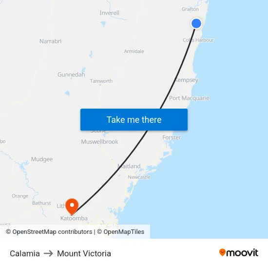 Calamia to Mount Victoria map