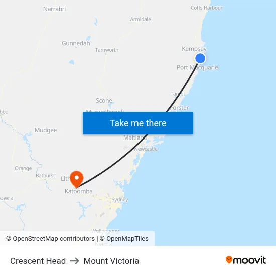 Crescent Head to Mount Victoria map