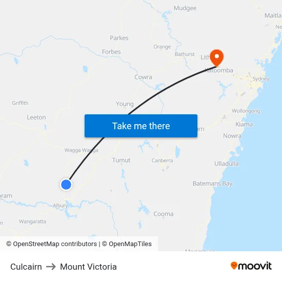 Culcairn to Mount Victoria map