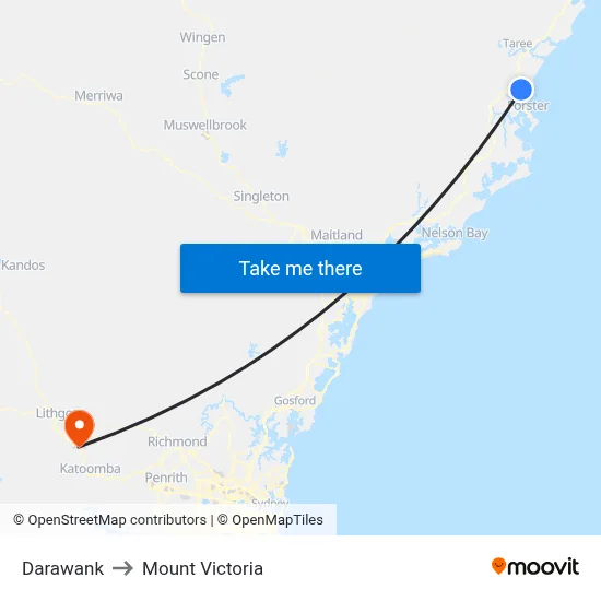 Darawank to Mount Victoria map