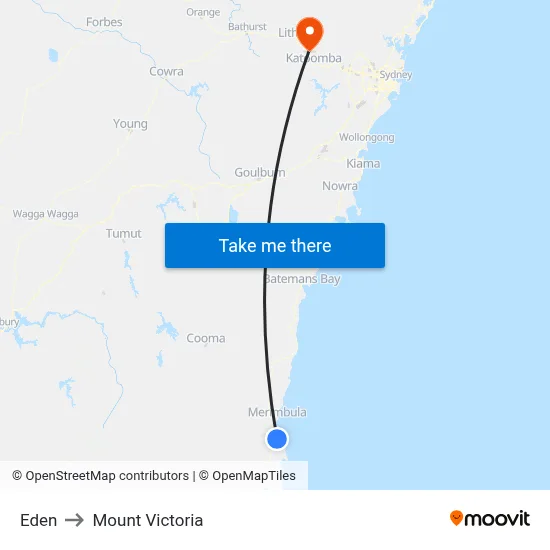 Eden to Mount Victoria map