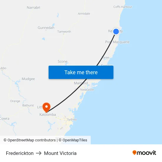 Frederickton to Mount Victoria map