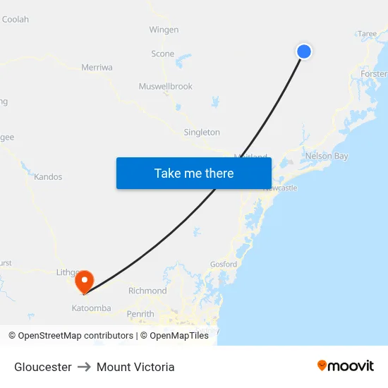 Gloucester to Mount Victoria map