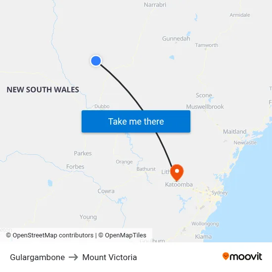 Gulargambone to Mount Victoria map