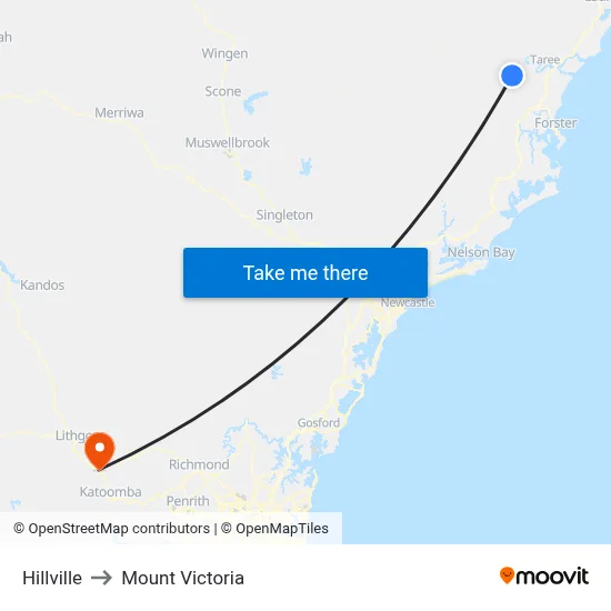 Hillville to Mount Victoria map