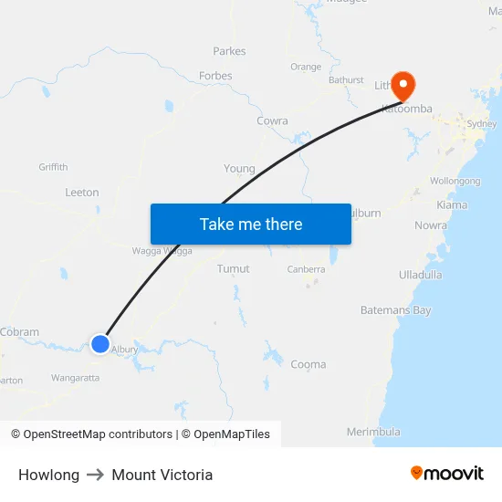 Howlong to Mount Victoria map