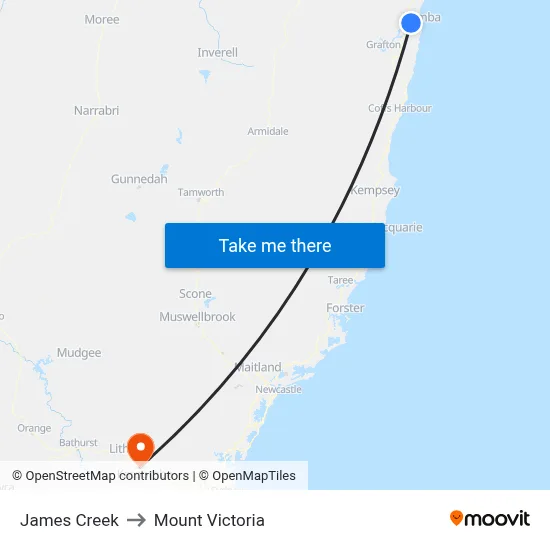 James Creek to Mount Victoria map