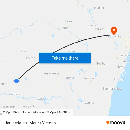 Jerilderie to Mount Victoria map