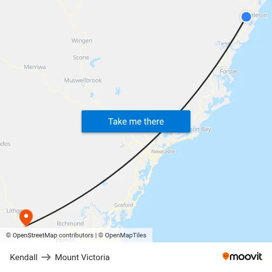 Kendall to Mount Victoria map