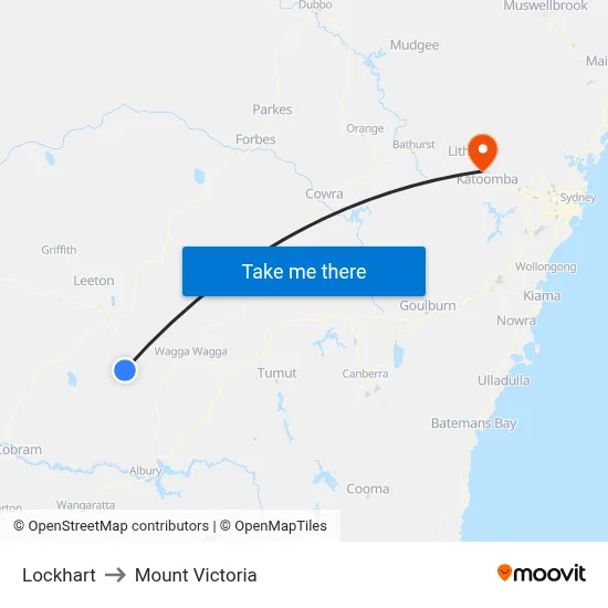 Lockhart to Mount Victoria map