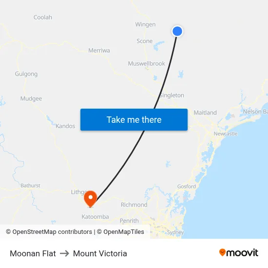 Moonan Flat to Mount Victoria map