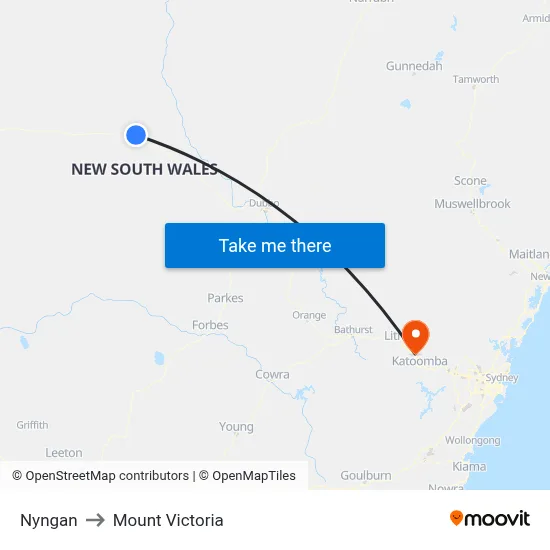 Nyngan to Mount Victoria map
