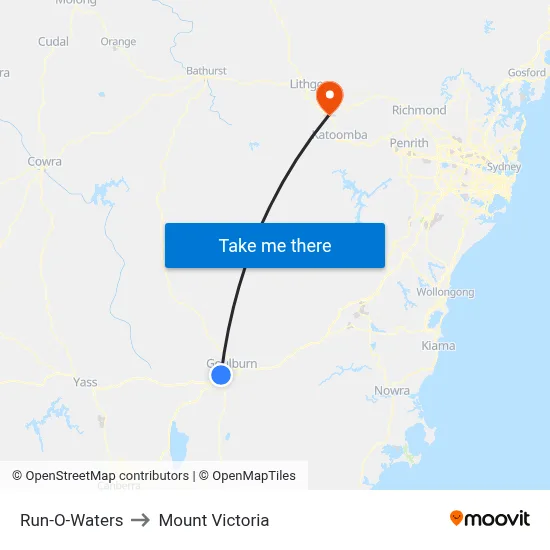 Run-O-Waters to Mount Victoria map
