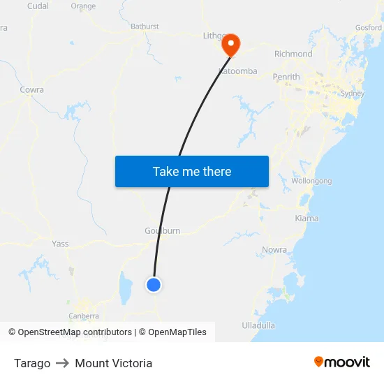 Tarago to Mount Victoria map