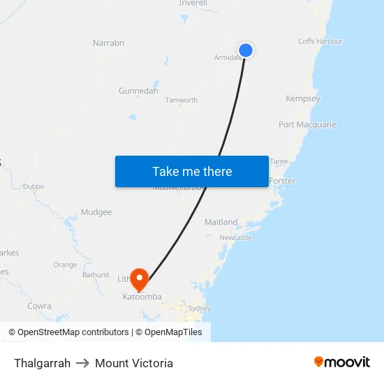 Thalgarrah to Mount Victoria map
