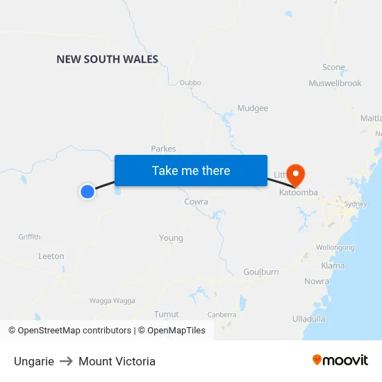 Ungarie to Mount Victoria map