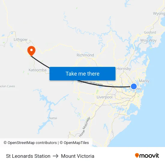 St Leonards Station to Mount Victoria map