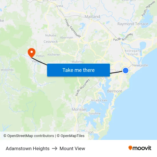 Adamstown Heights to Mount View map