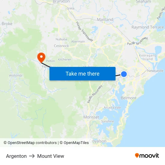 Argenton to Mount View map