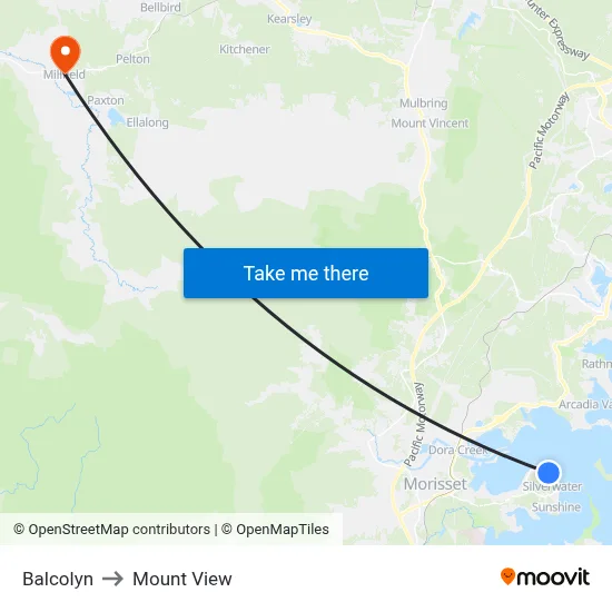 Balcolyn to Mount View map