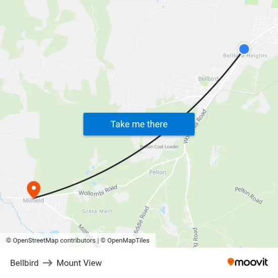 Bellbird to Mount View map
