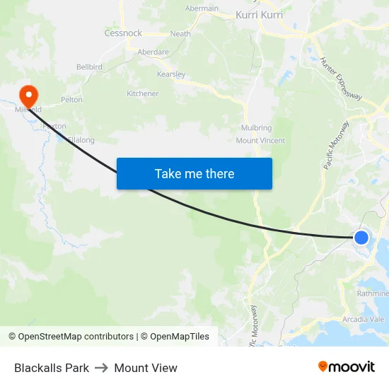 Blackalls Park to Mount View map