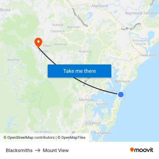 Blacksmiths to Mount View map