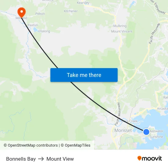 Bonnells Bay to Mount View map