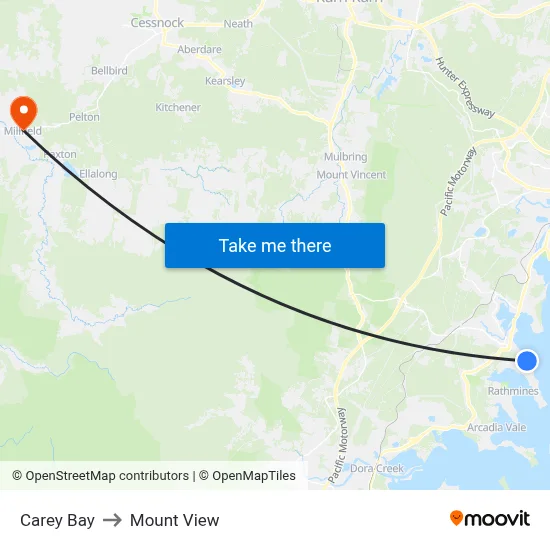 Carey Bay to Mount View map