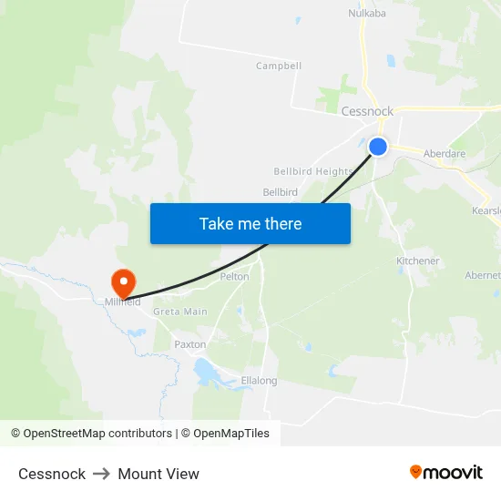 Cessnock to Mount View map