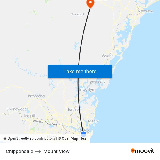 Chippendale to Mount View map