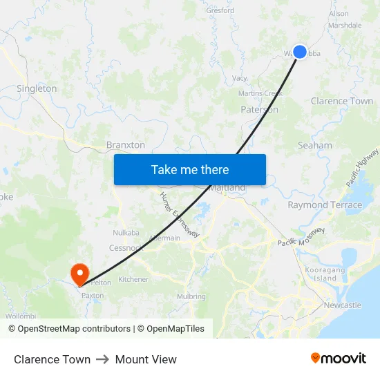 Clarence Town to Mount View map