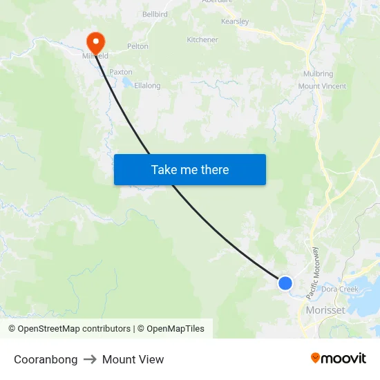 Cooranbong to Mount View map