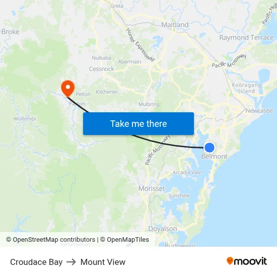 Croudace Bay to Mount View map
