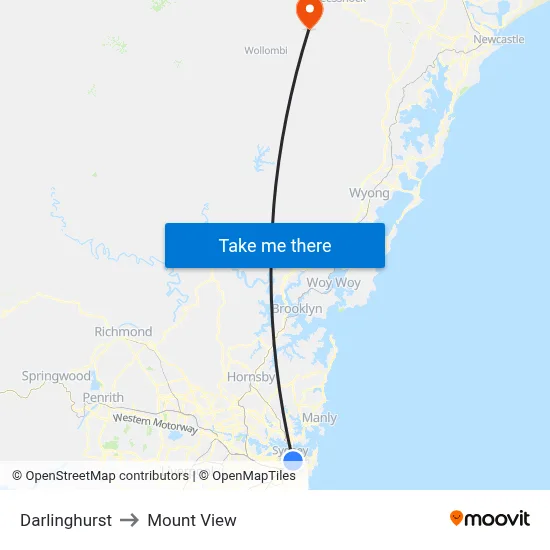 Darlinghurst to Mount View map