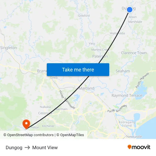 Dungog to Mount View map